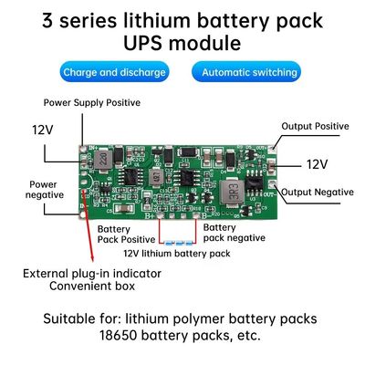 12V 3A 24W 36W Ononderbroken stroomvoorziening UPS Charging Discharging Router Network Lithiumbattery Protection Board PCB basis