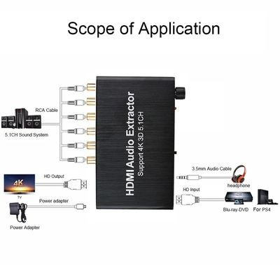 5.1 Channel HDMI Audio Extractor met Dolby AC-3/DTS-ondersteuning en 3840x2160@30Hz-resolutie voor PS4 DVD