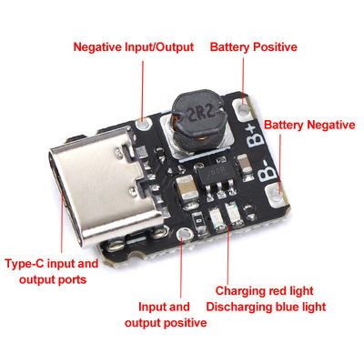 5V opladen en afladen geïntegreerde module 3.7V 4.2V 18650 Lithiumbatterij opladen Boost Power Board bescherming type-c