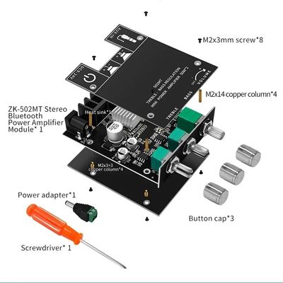 ZK-502MT 5.0 Subwoofer Versterker Board 50W*2 2.0 Channel High Power Audio Stereo Sound Versterkers
