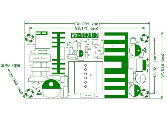WX-DC2412 Schakelstroomkaart 100W Hoogspanningsmodule Bare Board AC DC 24V4A