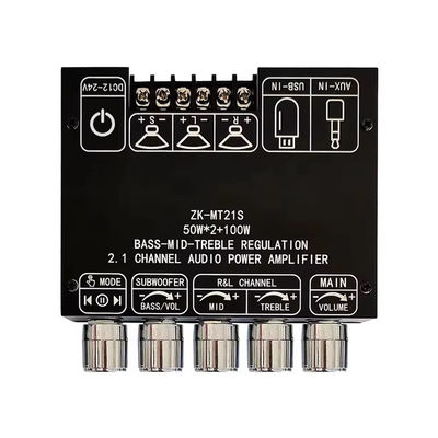 2.1 Channel Subwoofer AUX 12V 24V Audio Stereo 5.1 Bass Digital Power Amplifier Board ZK-MT21S 2x50W 100W voor DC Adapter