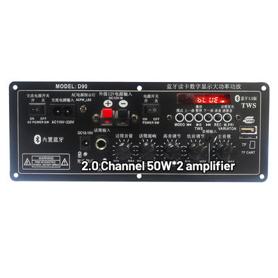 Oplaadbare trolley stereo auto subwoofer audio power amplifier pcb-bord 2.0 kanaal 12V met privé-vormontwerp