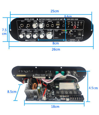 Oplaadbare 12V stereo-versterker PCB-bord met privé-vormontwerp