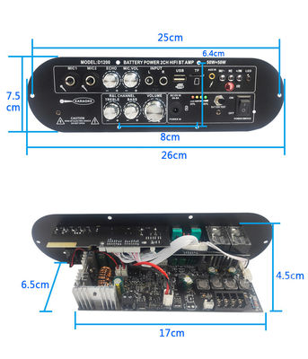 D1200 2.0 Kanaals 50W + 50W BT Digitale Versterker Board 12V Oplaadbaar voor Car Home DJ Gebruik