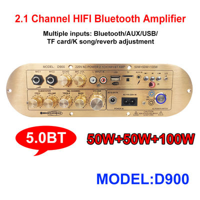 High-Power D900 2x50W+100W Home Versterker met geïmporteerde IC Bluetooth Board 2.1 Channel