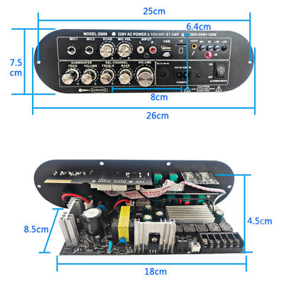 D800 Professional 2.0 Channel Bluetooth Digitale Versterker Board 12V Oplaadbare Hoge Power voor DJ/Karaoke