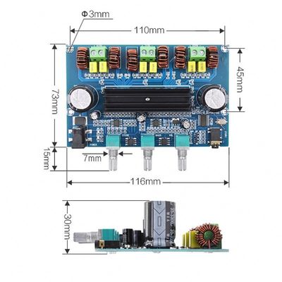 2.1kanaal draadloos digitaal vermogenversterker 50Wx2+100W kanaal High Power Audio Version 5.0 Versterker