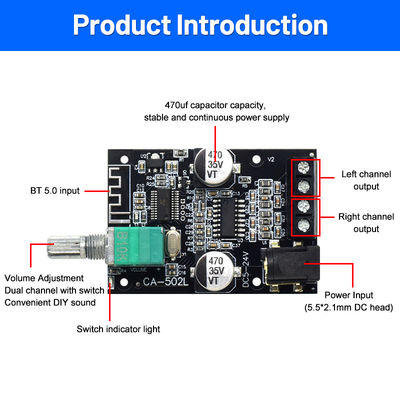 ZK-502L 2.0 Channel Digital Amplifier Board Home Theater HIFI Versterker met BT5.0 50WX2 Metal Material Stereo Board ZK-502L