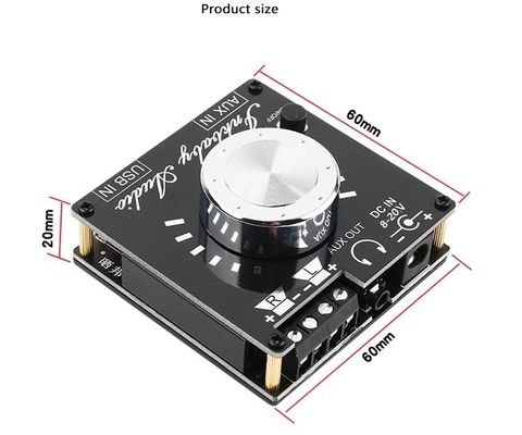 80W Dual Channel Bluetooth 5.0 Versterkerbord 60x60x30mm