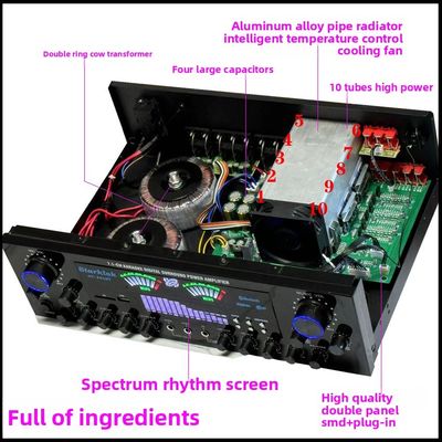 AV-888BT 2800W Home Karaoke Dual-Ring Power Amplifier Nieuw Model 7.1 Channel Zone Tuning High-Power Metal Construction