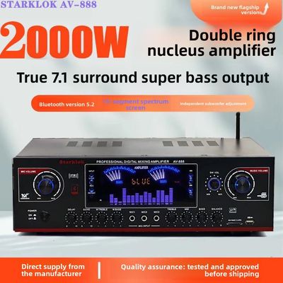 AV-888 7.1 Kanaals 2000W Hoog Vermogen Home Theater Karaoke Versterker Luidspreker Dubbele Lus 12 Buizen Gemaakt van Duurzaam Metaal