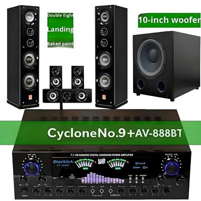 Set: Home Theater Set 7.1 Kanaals AV-888BT Versterker met Cyclone No.9 Luidspreker met 10-inch Subwoofer