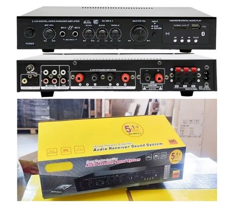 5.1CH 120W*2+25W*3 HIFI-versterker met optische coaxiale ingang, BT 5.0, Super Bass, voor thuisbioscoop, karaoke en feestjes