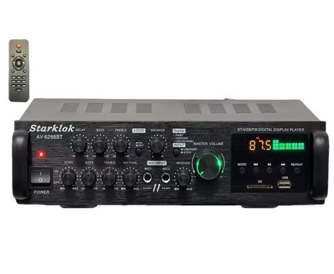 AV-6288BT 1000W 2*500W High Fidelity Karaoke Versterker Dual-Use 12V/220V AC/DC BT Draadloos Kunststof Materiaal