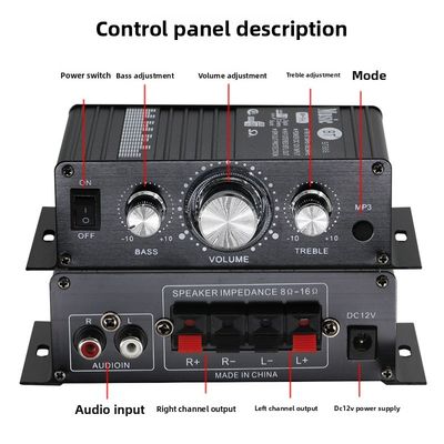 BT-888 Mini 12V Home Versterker 20W+20W BT Draadloos Klein metaal Hot-Selling voor buitenlandse handel Grensoverschrijdend