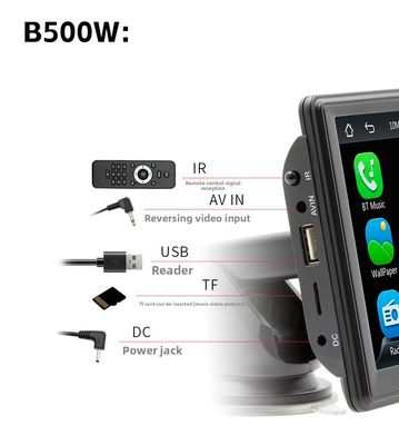 Creatall 7-inch draagbare draadloze CarPlay MP5-speler voor Bluetooth Nieuwe grensoverschrijdende multimedia-kaart slot Hoofd Eenheid ondersteunt WAV