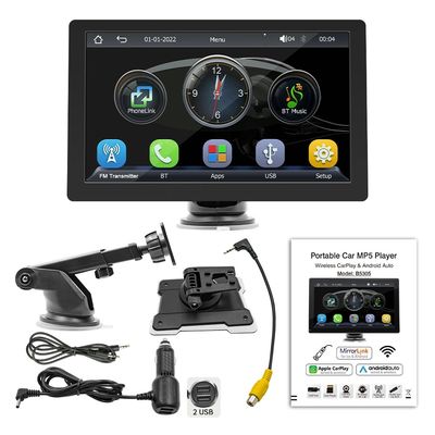 Creatall 9-inch draagbare high-definition MP5-speler met groot scherm, bedrade/draadloze Carplay voor Bluetooth-dashboard, 1 jaar