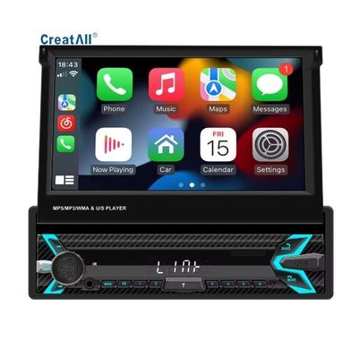 Creatall 7-inch MP5-speler voor auto met uitschuifbaar scherm en enkele cilinder, HD BT, achteruitrijcamera, draadloze Carplay, USB-dashboardplaatsing