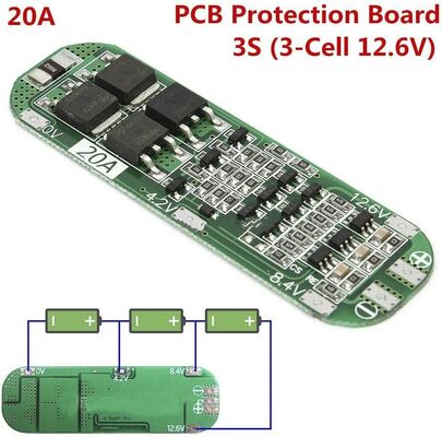 3S 20A 11.1V 12V 12.6V Li-Ion Lithium Battery BMS Module with 18650 Charger PCB Protection Board PCBA Product