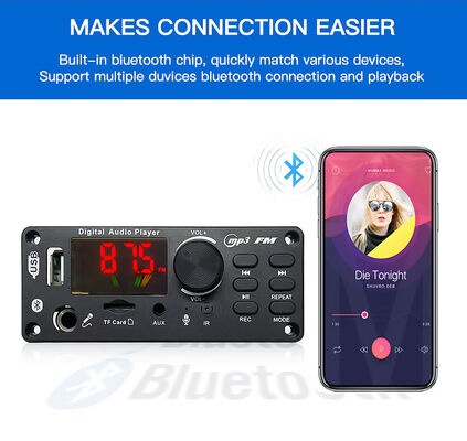 12V 2*50W Digital Power Amplifier Module Panel BT Speaker Microphone Recording Radio Stylish Card Voice Recorder MP3 Player